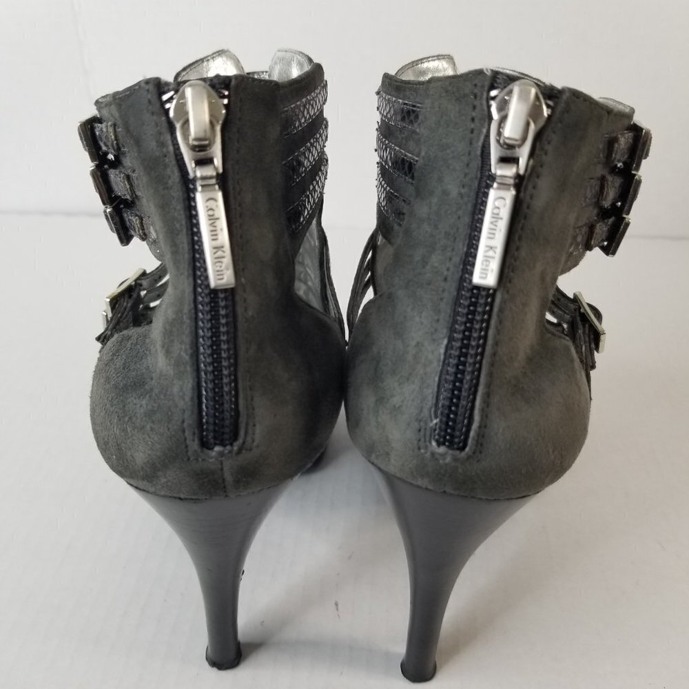 Calvin Klein Danica Platform Stiletto Heels Pumps Grey Suede Date Night Sz 9.5 - Picture 6 of 16